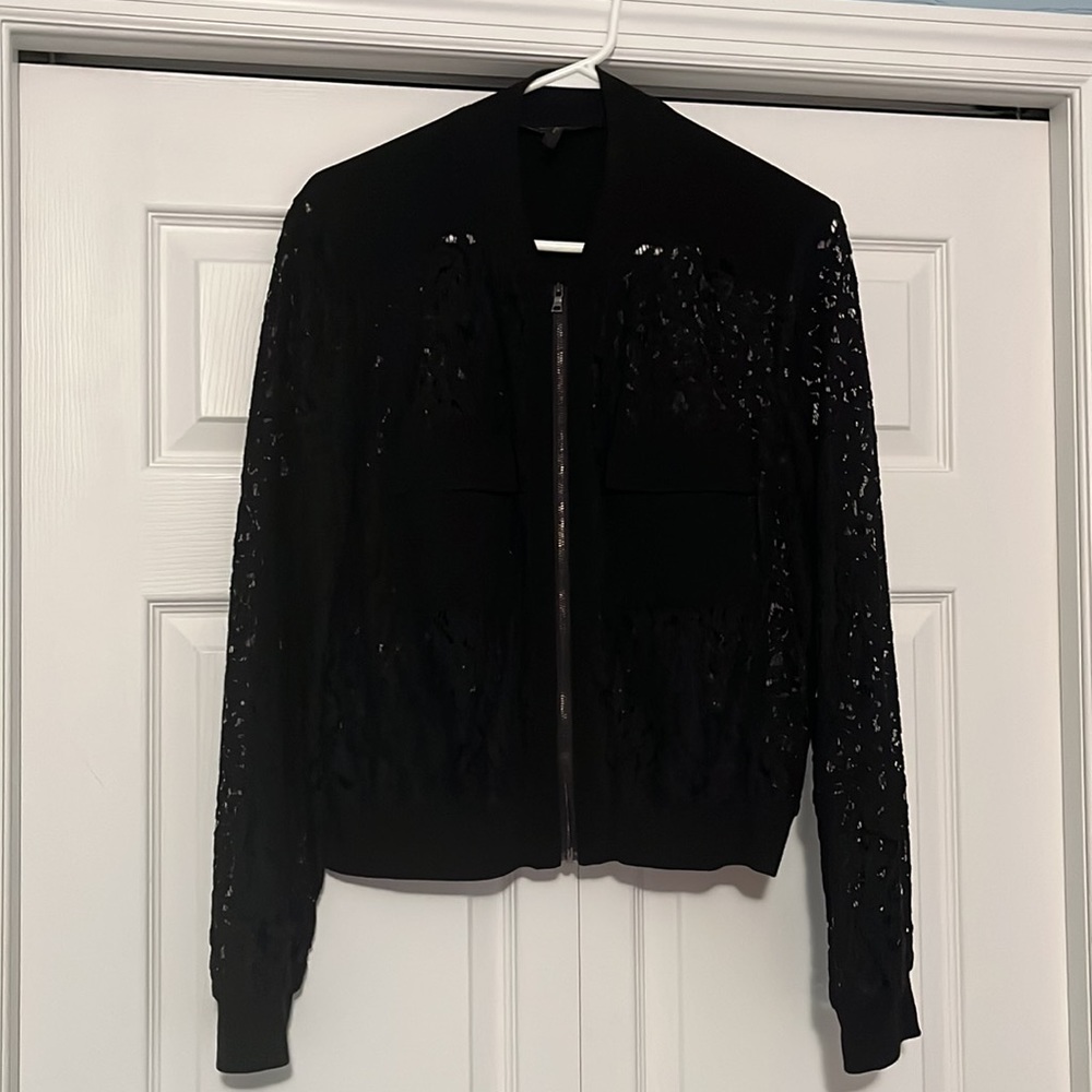 BCBG Maxazria Black Size Large Lace Jacket